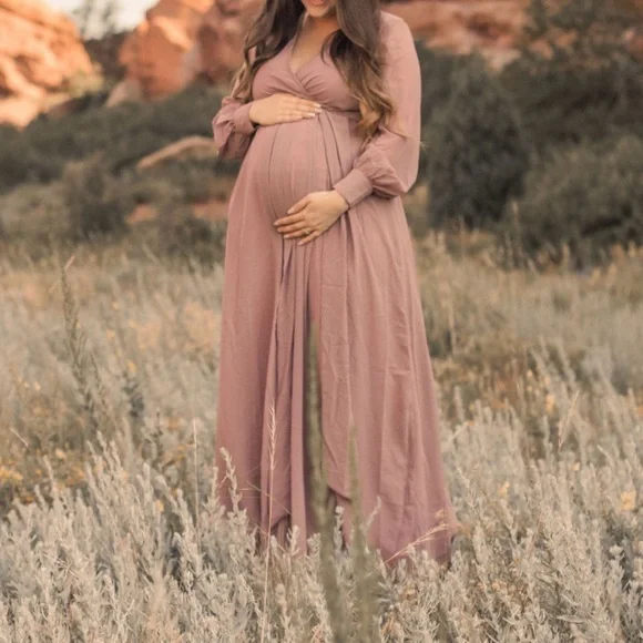 Baltic Born Women's XS Mauve Long Sleeve Fully Lined Maxi Dress Boho Fairycore - Picture 3 of 11